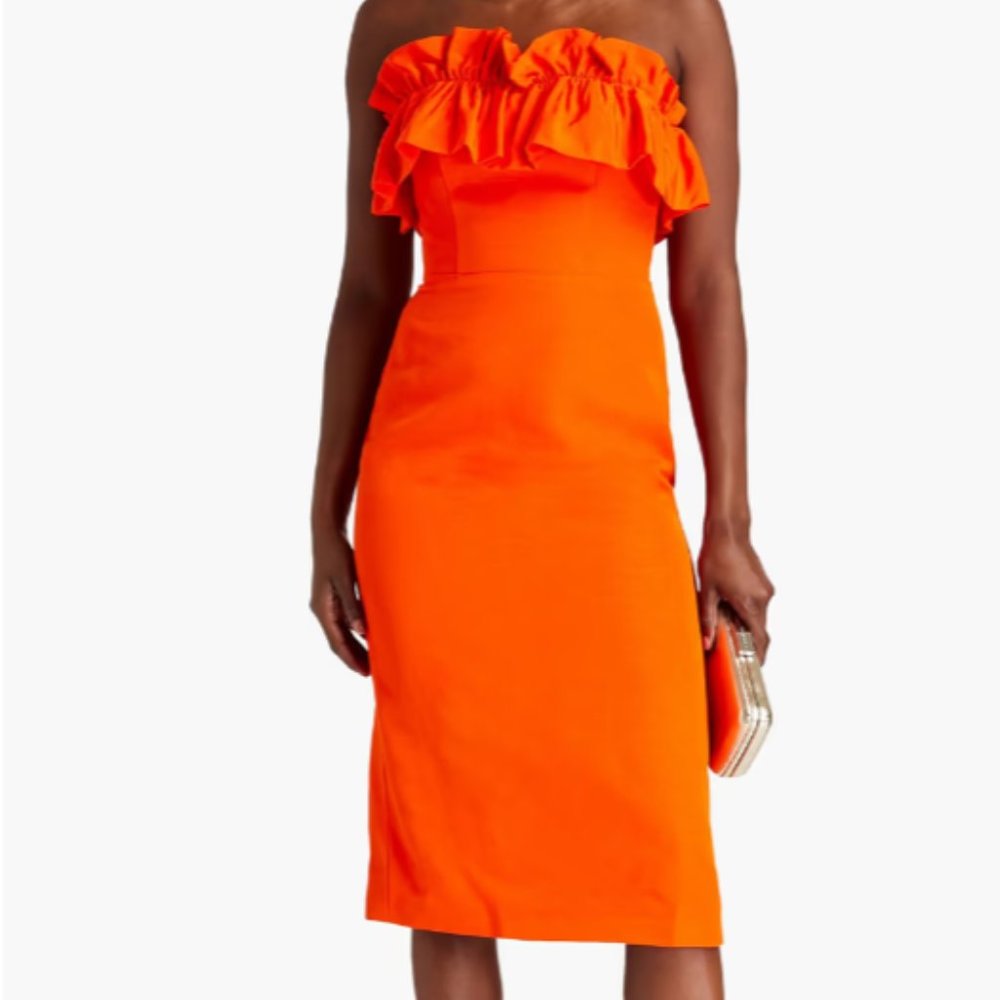 ML MONIQUE LHUILLIER Strapless ruffled ottoman dress